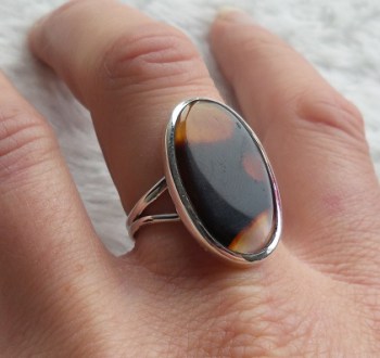 Zilveren ring gezet met ovale Montana Agaat 18 mm